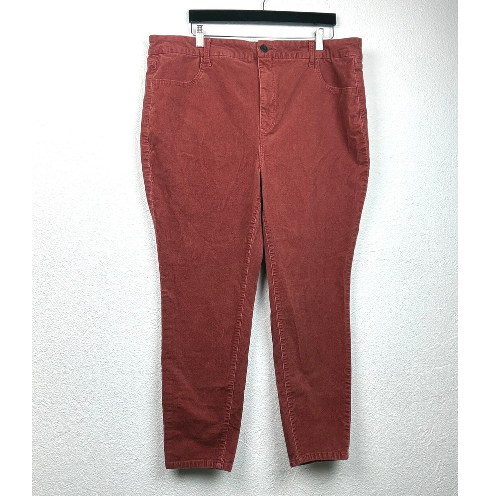 Terra & Sky Red Corduroy Pants - 20W - High Rise Stretch Tapered Boho Casual